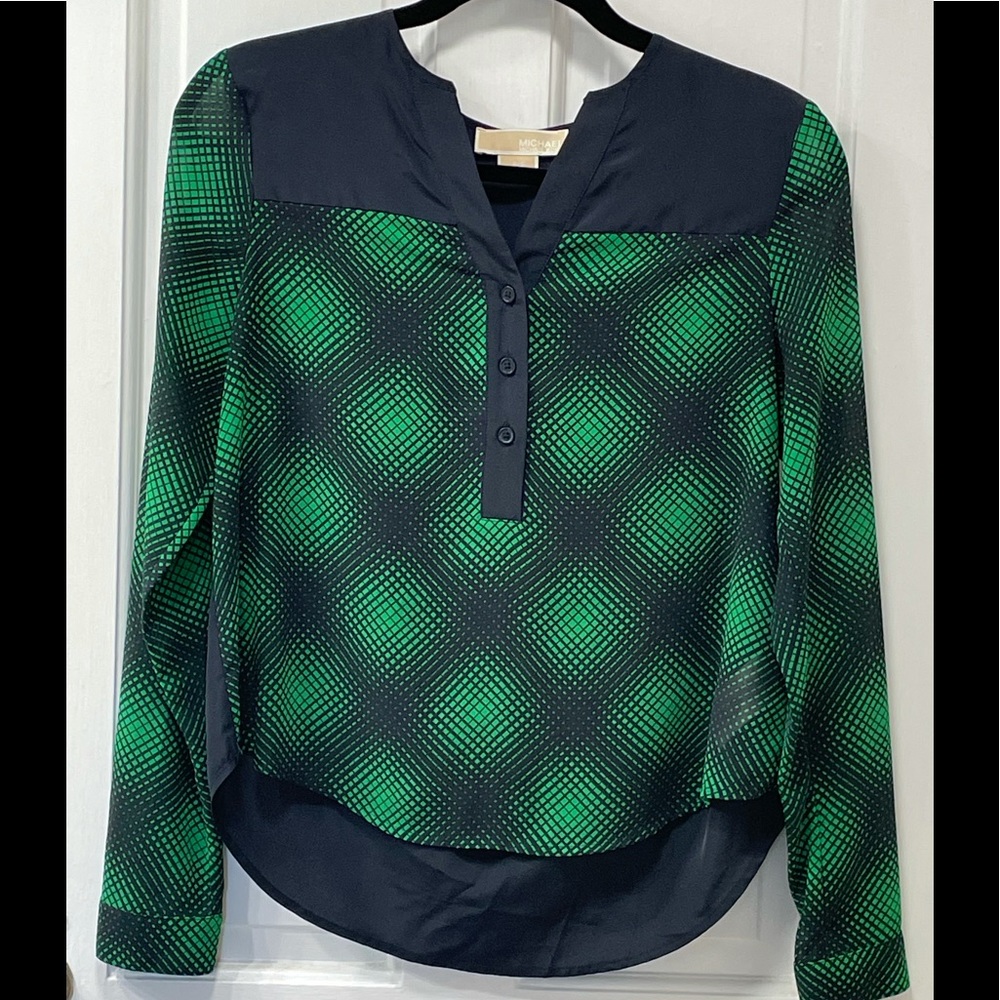 MICHAEL by Michael Kors Green and Navy Blouse
